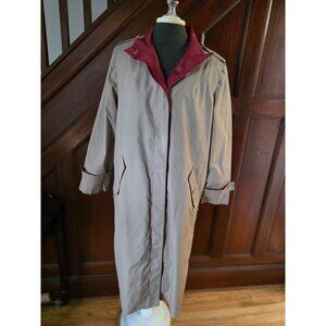 Vintage London Fog Womens Trench Coat Beige Red Zip out Lining 16.5